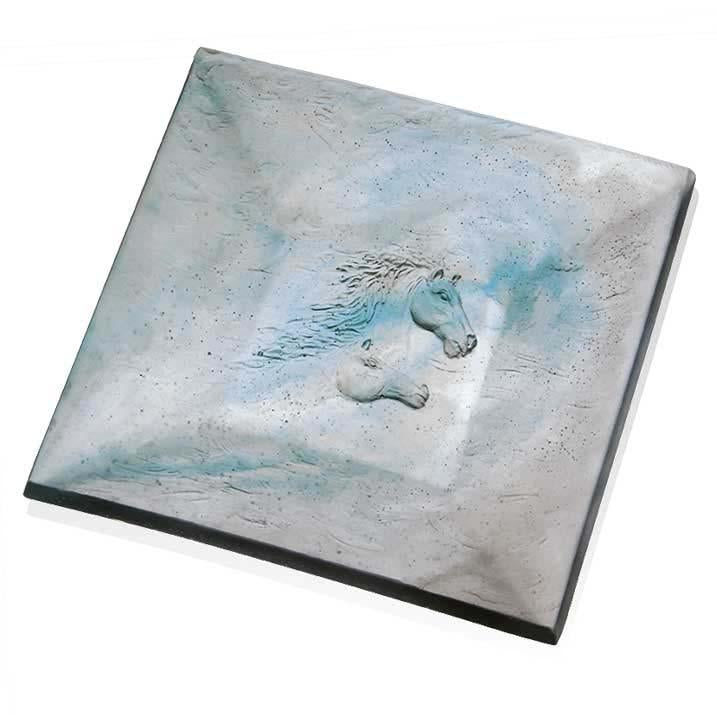Daum Crystal Cavalcade Grey Blue Tray 05682