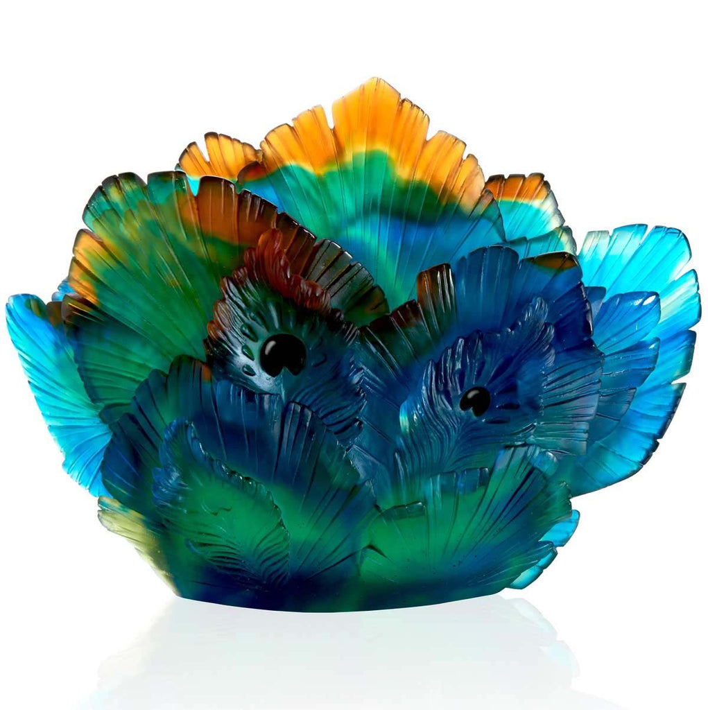 Daum Crystal Peacock Flower Vase 05693