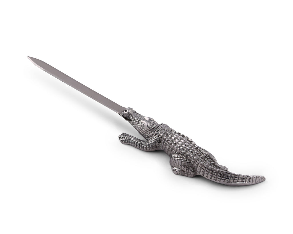 Arthur Court Aluminum Metal Alligator / Gator Steel Knife Office Sword Blade Hand Envelope Gift Letter Opener Office Gift for Gator Lover 11" Long