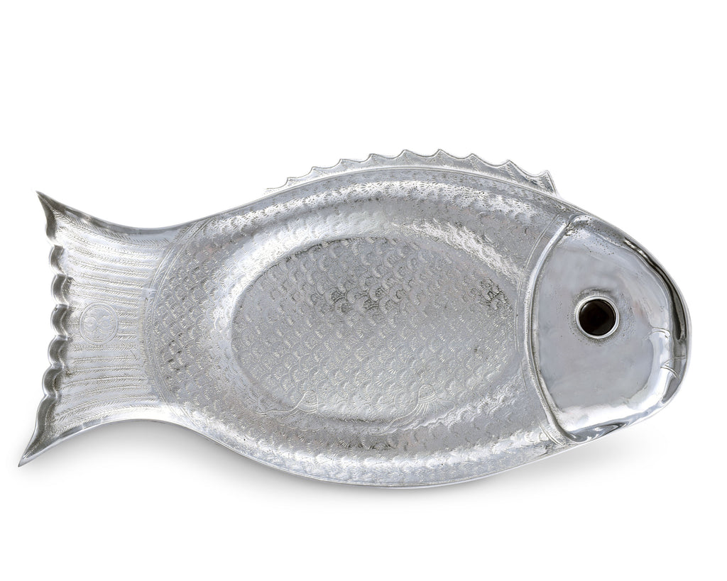 Arthur Court Designs Aluminum Metal Fish Size Platter / Plate Coastal Décor 25" x 13"