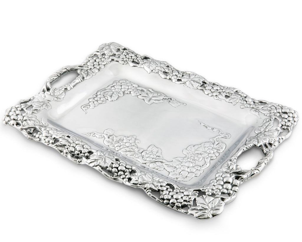 Arthur Court Designs Aluminum Metal Grape Clutch Serving Tray Wedding Houseware Gift 18.5" x 13.75"