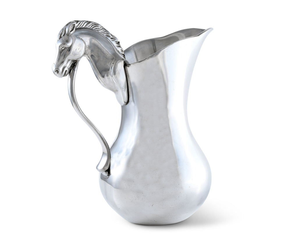 Arthur Court Designs Aluminum Metal Horse Head Pitcher Water Jug for Hot/Cold Water, Ice Tea and Juice Beverage 10" Tall