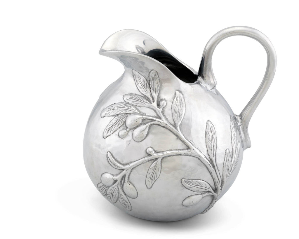 Arthur Court Aluminum Olive Branch Tuscan Pattern Table Serving Water / Juice Pitcher 100 oz. 9" Tall
