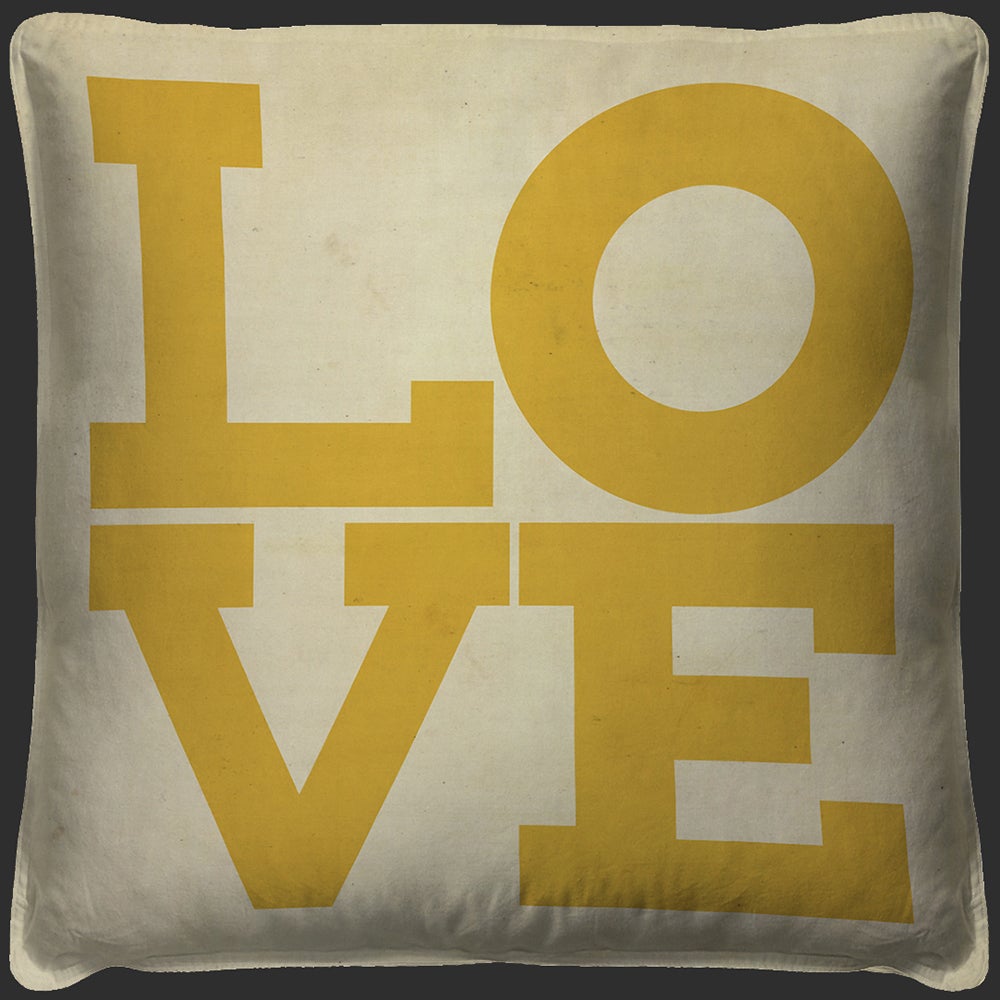 Spicher & Company LOVE Yellow on white Pillow 10120