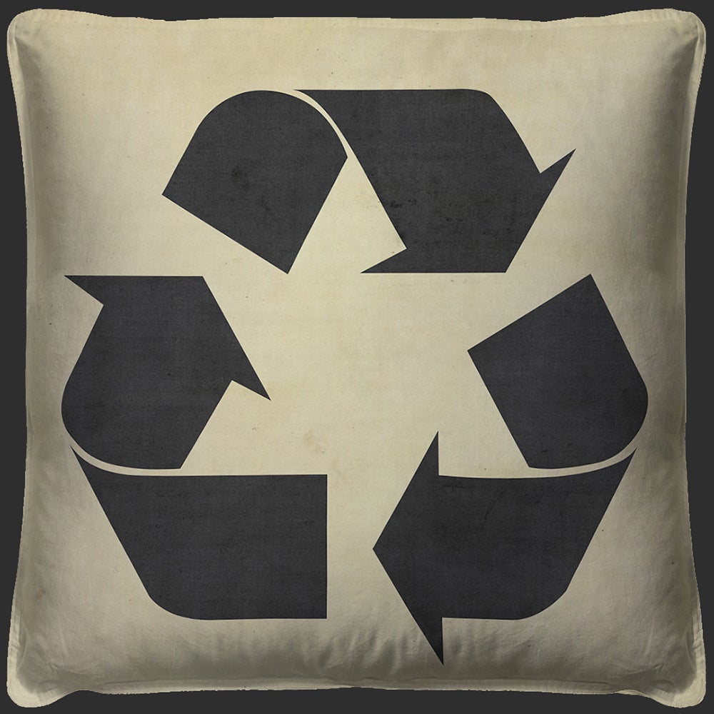 Spicher & Company RECYCLE Black on White Pillow 10121