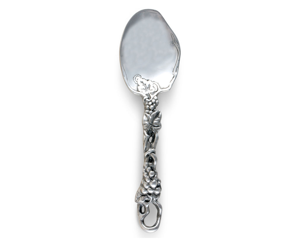 Arthur Court Designs Metal Buffet Serving Spoon in Grape Pattern Sand Casted in Aluminum with Artisan Quality Hand Polished Designer Tanish-Free  11.5 inch Long