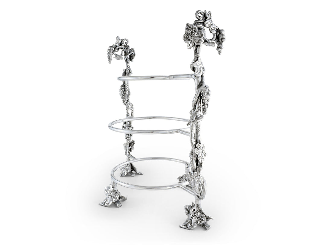 Arthur Court Designs Metal Grape Dinner Plate Caddy Grape Pattern Sand Casted in Aluminum with Artisan Quality Hand Polished Designer Tanish-Free 14 inch x 19 inch