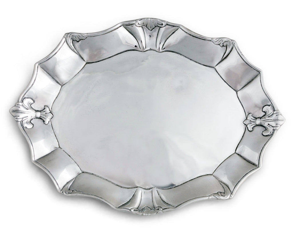 Arthur Court Designs Aluminum Fleur-De-Lis Oval Platter 19" x 14"