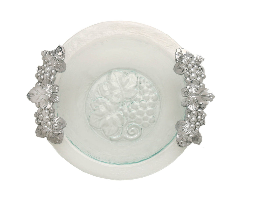 Arthur Court Designs Grape Pattern Glass and Aluminum Diameter: 16"