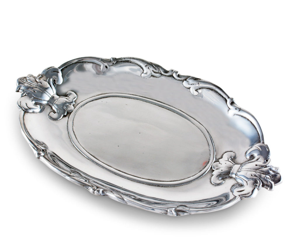 Arthur Court Designs Aluminum Fleur-De-Lis Oval 13"x8" Tray