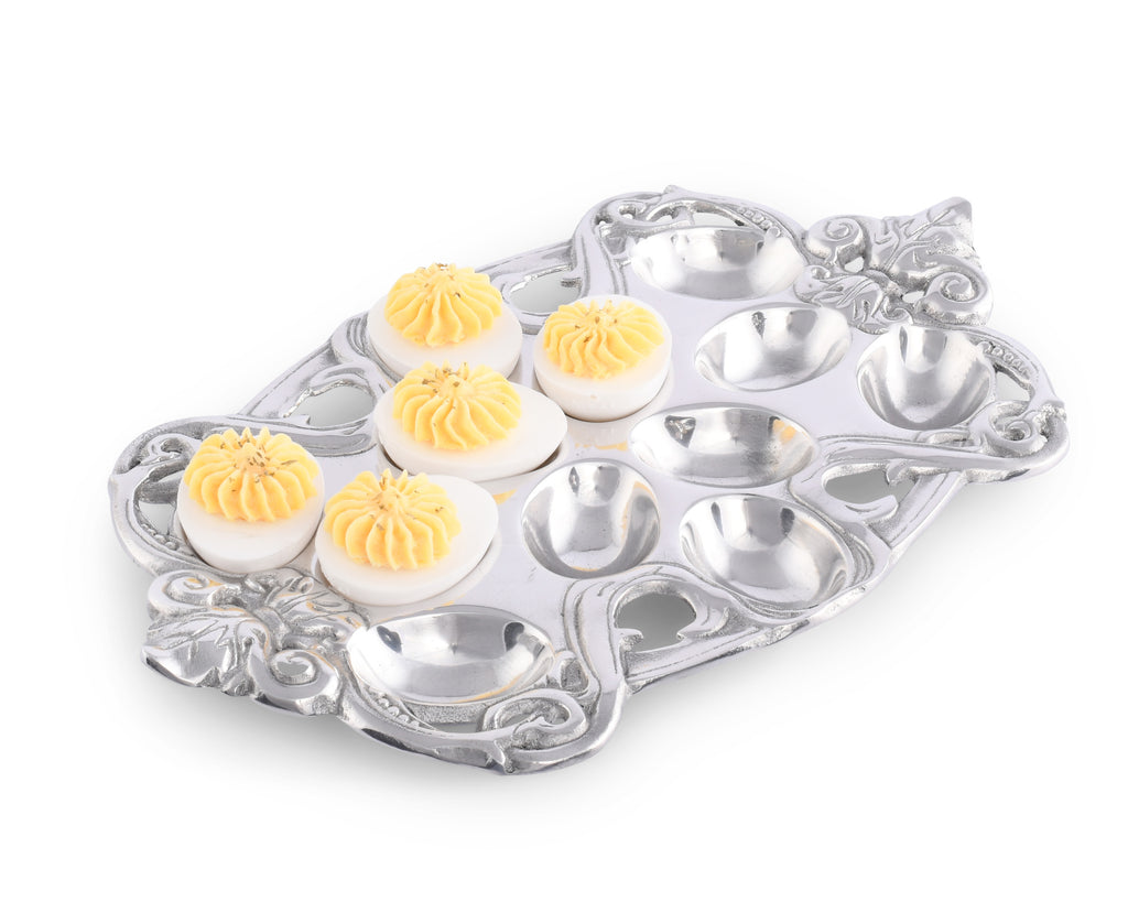 Arthur Court Designs Aluminum 13" x 8" Fleur-De-Lis Deviled Egg Holder