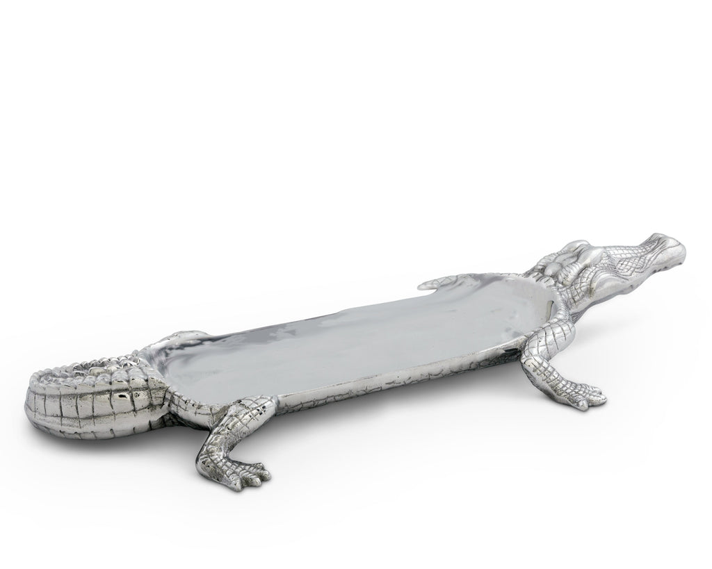 Arthur Court Designs Aluminum Alligator Figural 17" Serving Tray