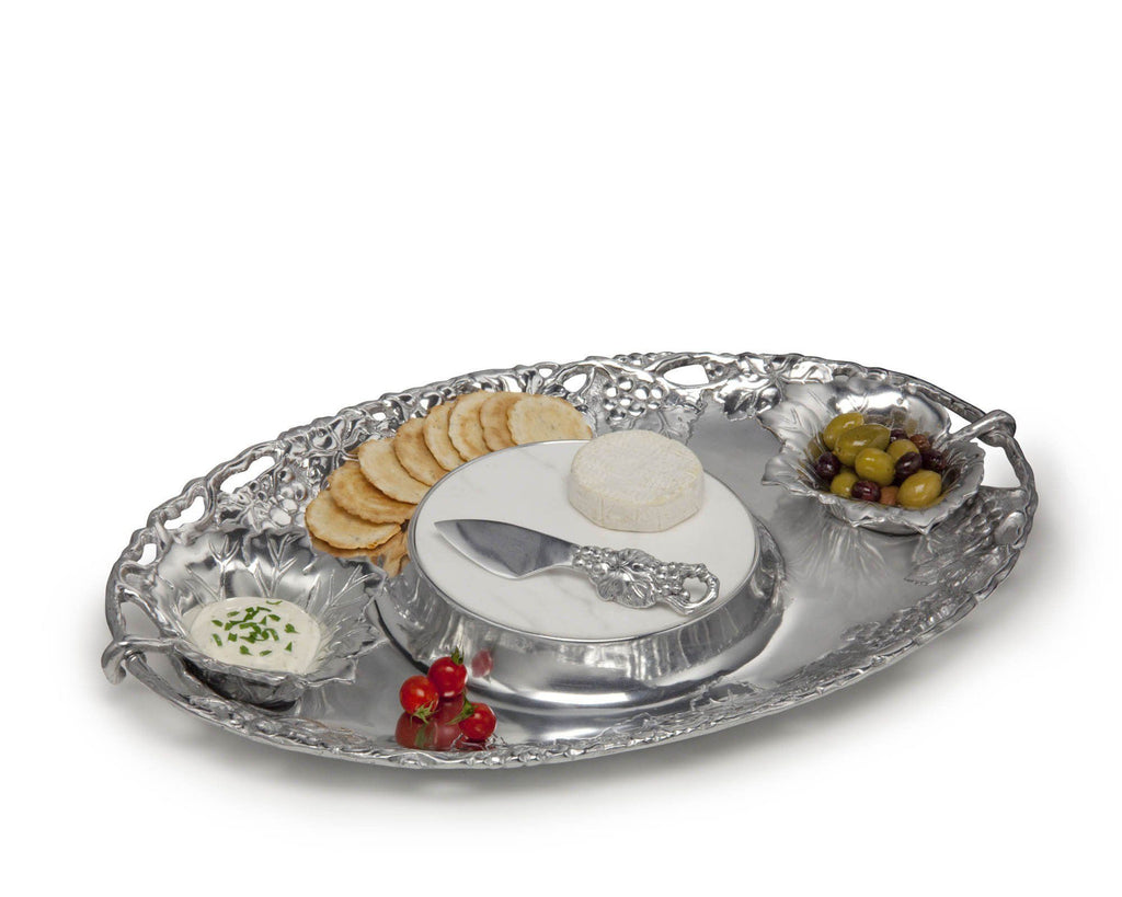 Arthur Court Designs Aluminum Grape Tray Entertainment 5-piece Set 20" Long
