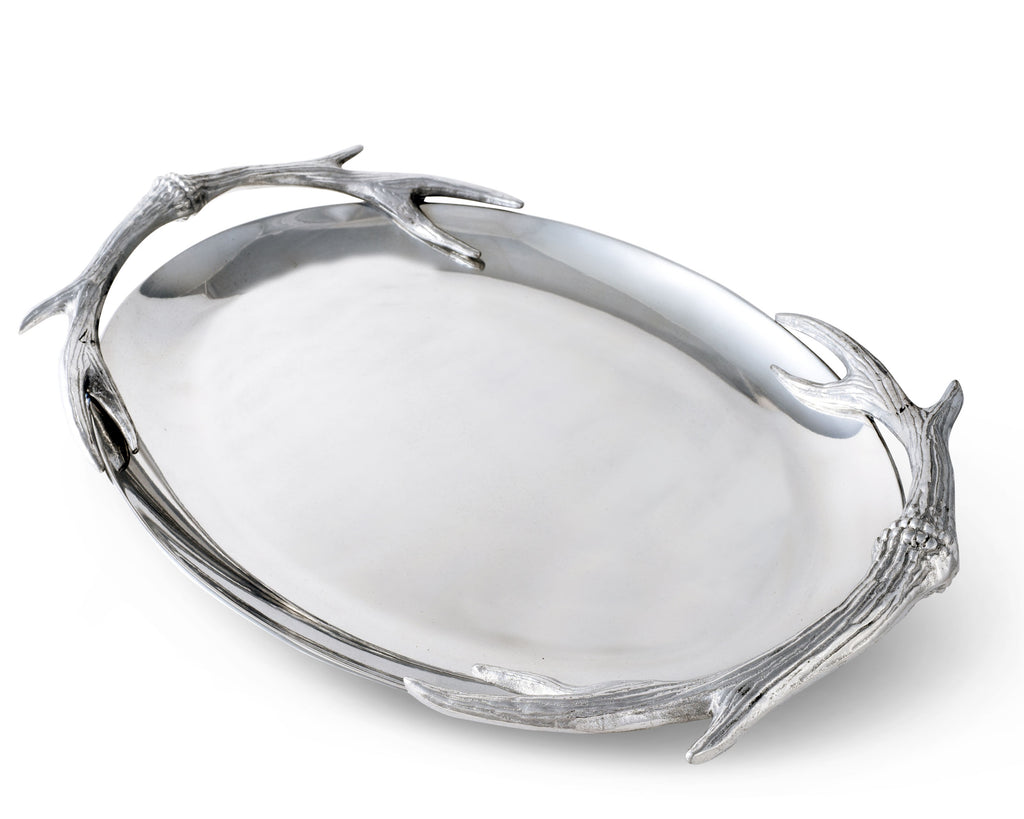 Arthur Court Designs Aluminum Antler Oval Platter 21" x 14.5"