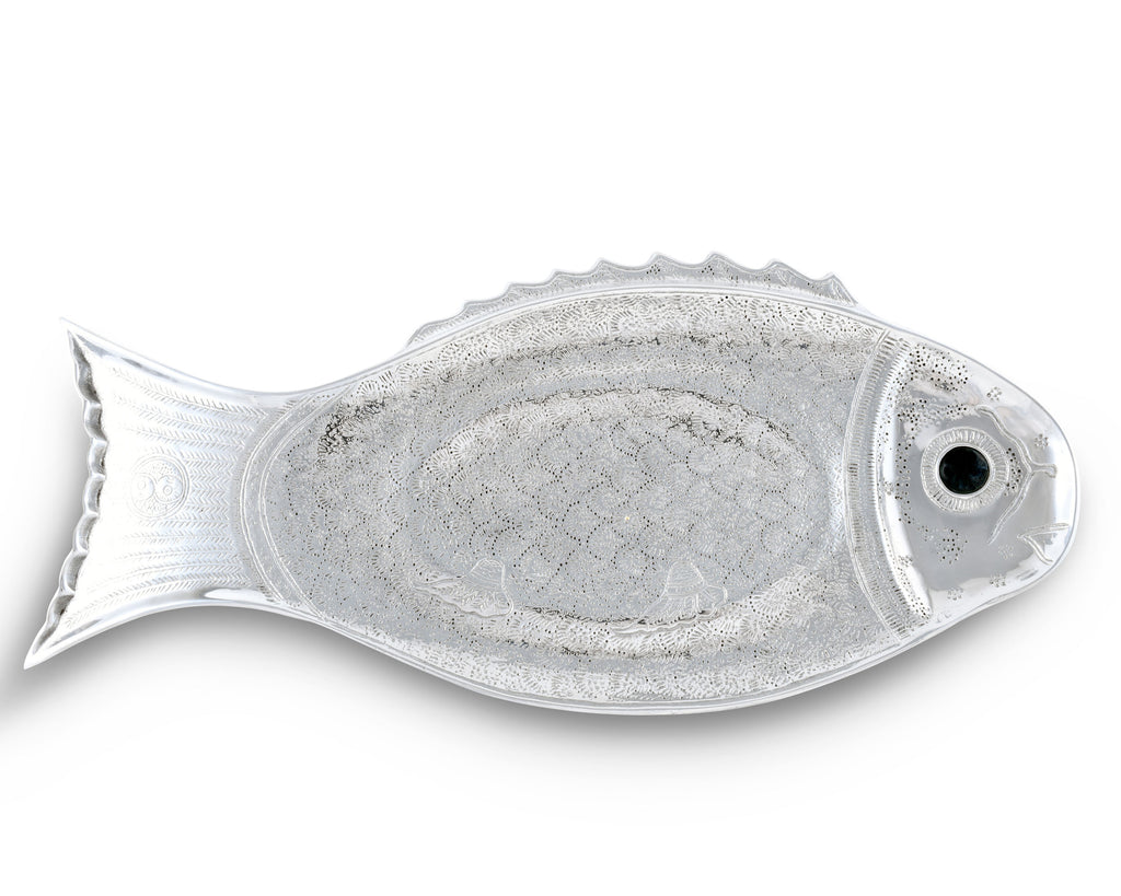 Arthur Court Designs Aluminum 19" x 8" Fish Oblong Tray