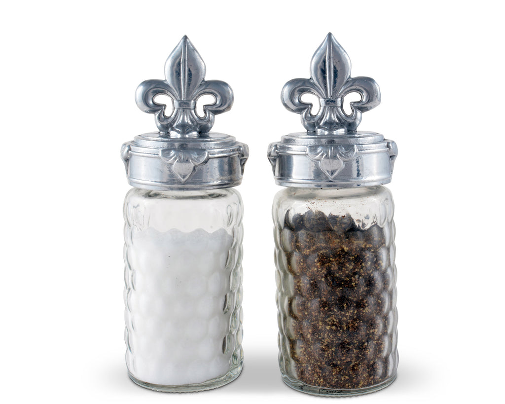 Arthur Court Designs Aluminum Diameter: 2 inch Long / H: 5.75"Fleur-De-Lis Salt and Pepper Set