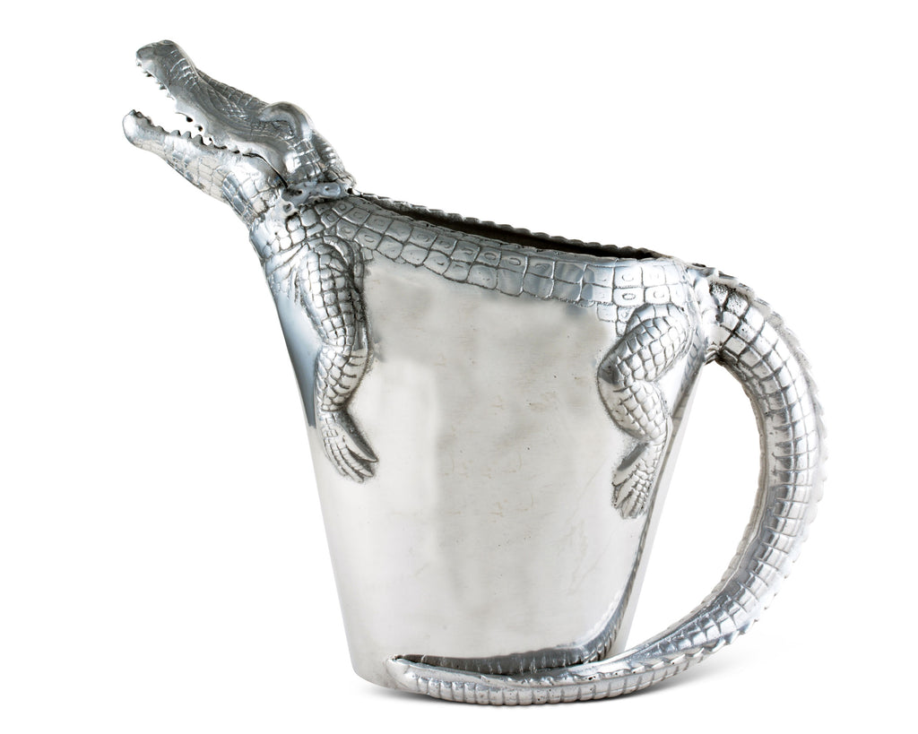 Arthur Court Alligator Pitcher Water Jug for Hot/Cold Water, Ice Tea and Juice Beverage Tropical Cajun Croc Gator Styling 12 Inch Tall