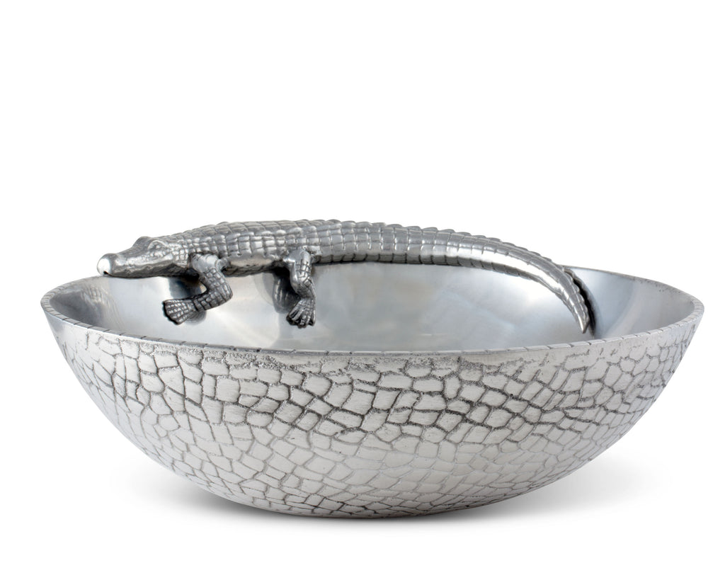 Arthur Court Designs Aluminum Alligator Figural 12" Bowl