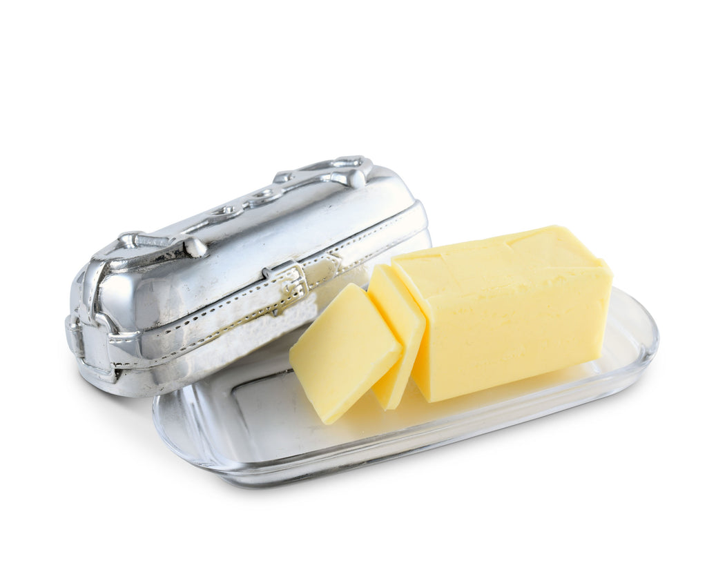 Arthur Court Designs Aluminum Equestrian Covered Butter Cream Cheese Dish with glass dish