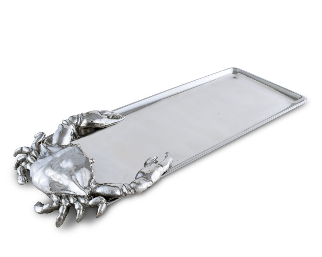 Arthur Court Designs Aluminum 18" x 7" Crab Oblong Tray