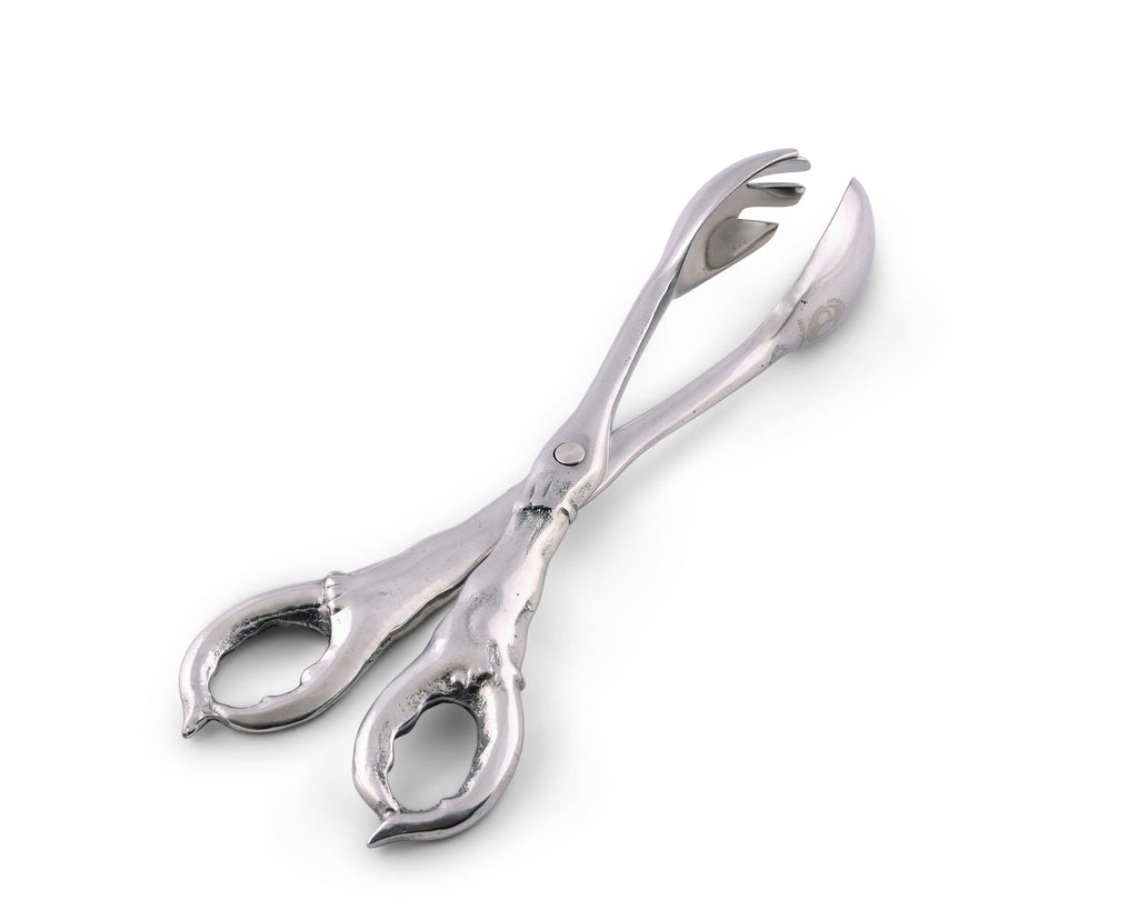 Arthur Court Designs Crab Pattern Heavy Duty Aluminum  Serving Tong, Polished Salad Servers, Buffet Party Catering Serving Tongs, Durable Salad Servers for Kitchen Perfect for Salad / Ice / Bread Tong