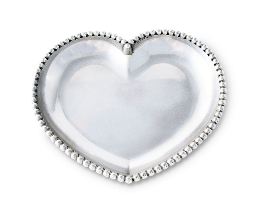 Arthur Court Designs Aluminum Engravable Beaded Heart Tray 8"x7.25"