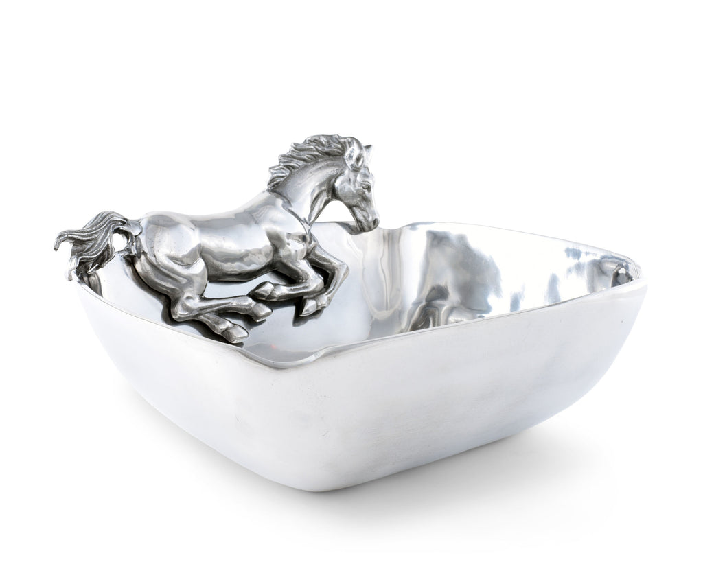 Arthur Court Designs Aluminum Horse Equestrian Figural 11" Metal Food Serving Bowl