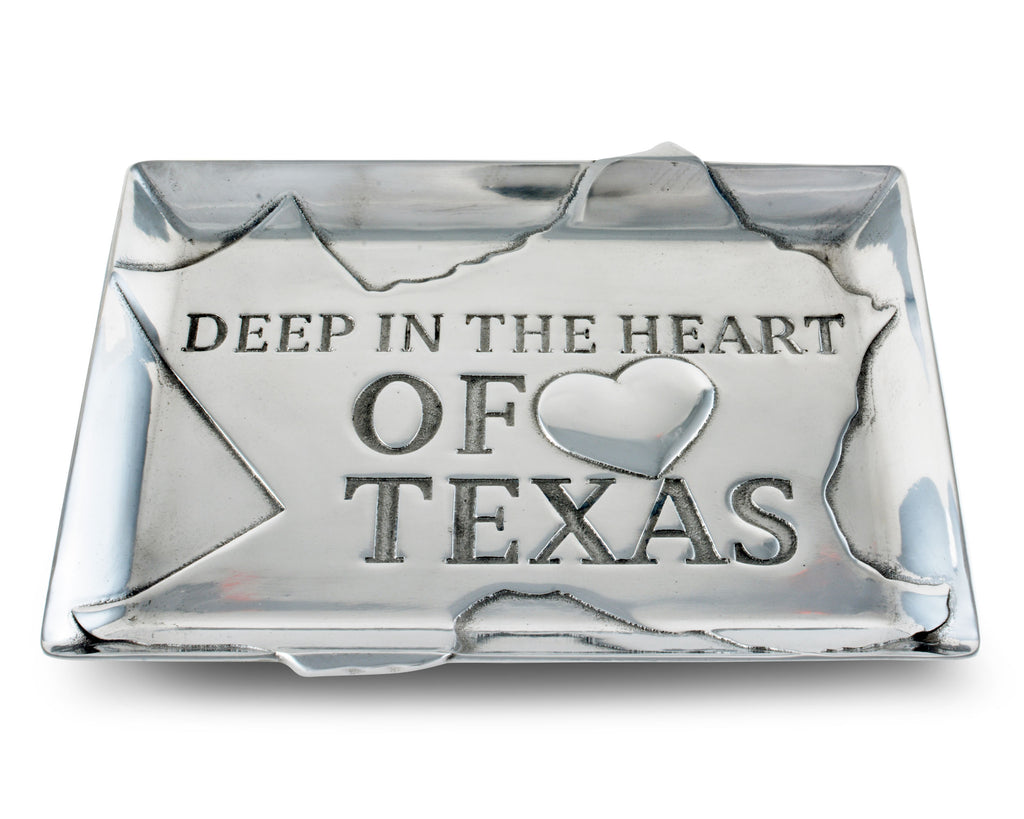 Arthur Court Designs Aluminum Deep in the Heart of Texas Food Service Tray, Desktop Storage Organizer, Catchall, Valet, Nightstand or Dresser 9.5 Inch Long