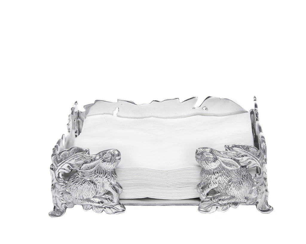 Arthur Court Napkin Holder Box Classic Heavy Cast Aluminum Metal Lunchon Size | Perfect for all sizes of Large Lunch Square Spring / Easter Napkins 8" x 8"