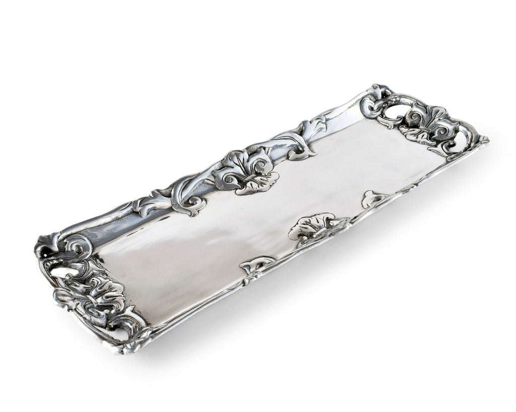 Arthur Court Designs Aluminum 17" x 6" Fleur-De-Lis Oblong Tray