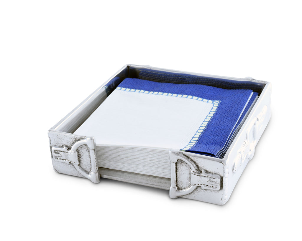 Arthur Court Napkin Holder Box Horse  Heavy Cast Aluminum Cocktail Size | Perfect for Smaller Paper Bar Square Equestrian / Tack  Napkins 6" x 6"