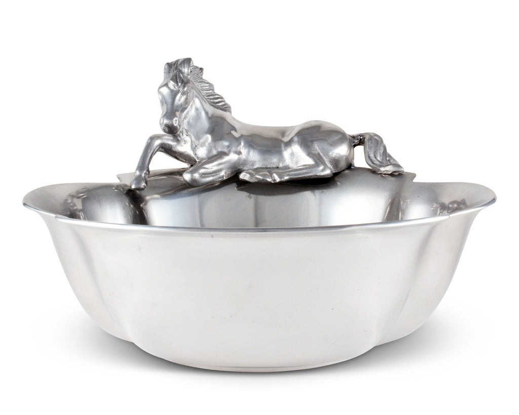 Arthur Court Designs Aluminum 12.5" Figural Horse Bowl