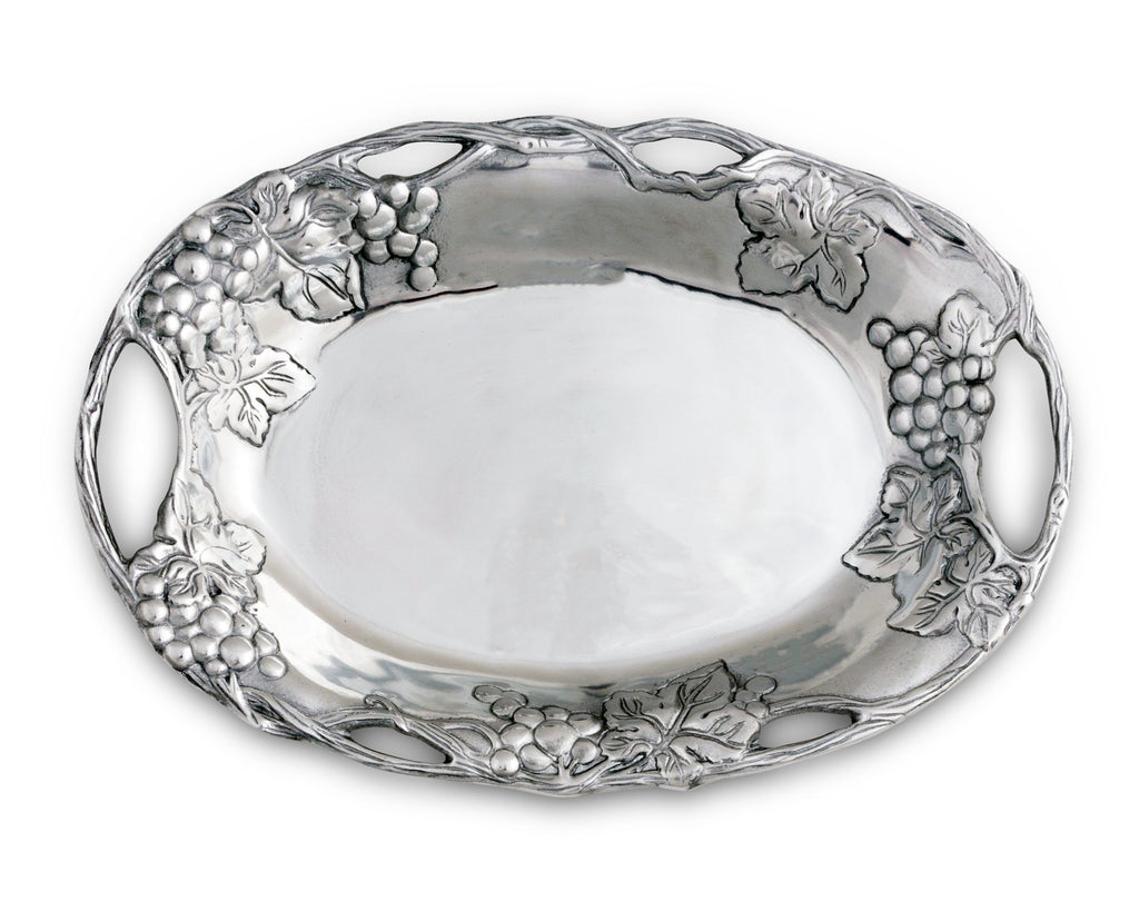 Arthur Court Designs Aluminum Grape Oval Tray 13.5" x 9"