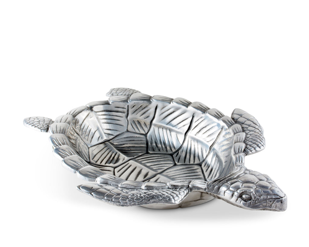 Arthur Court Designs Aluminum Metal Sea Turtle Oval 16" Food Serving Bowl - Coastal Theme Centerpiece