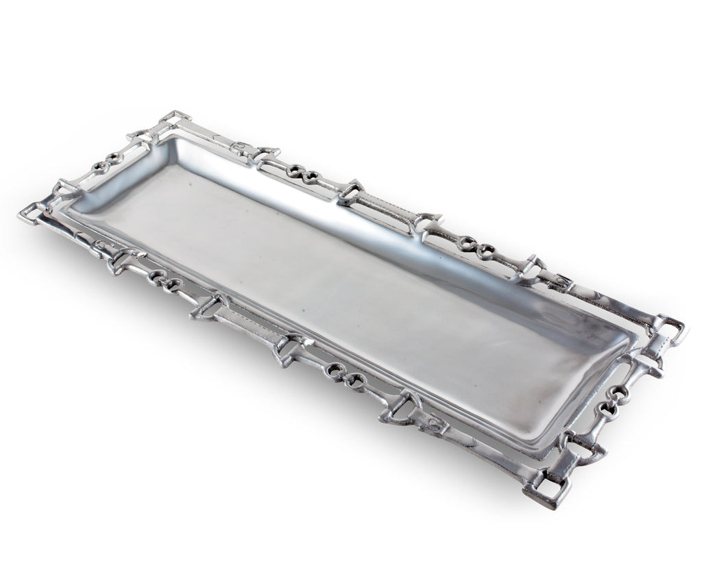 Arthur Court Designs Aluminum 21" x 8" Equestrian Oblong with Openwork