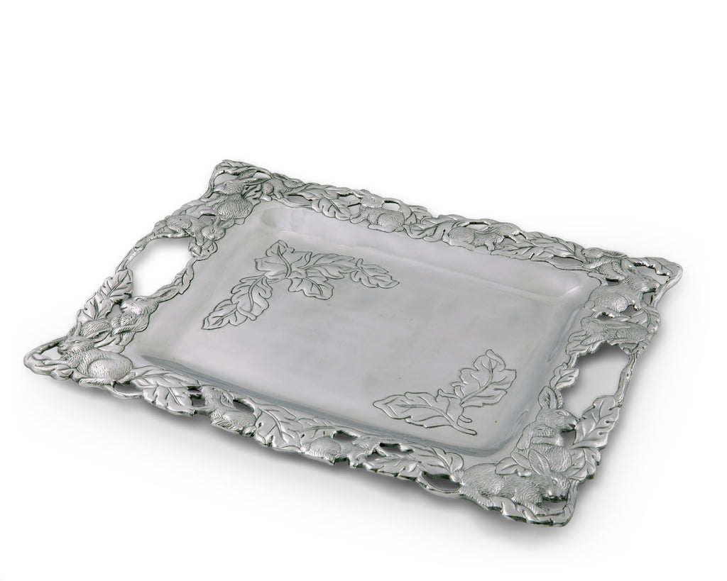 Arthur Court Designs Aluminum Bunny Large Platter 18.5" x 13.75"