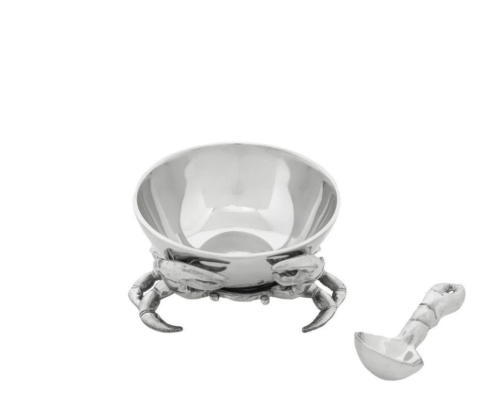 Arthur Court Designs Aluminum 3-pieces Crab Condiment Server Bowl 5.25" Diameter Plate 7" Diameter