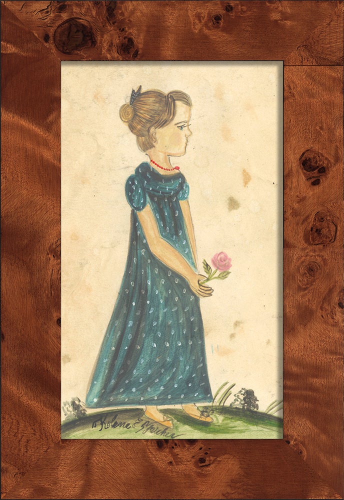 Spicher & Company NA Girl in Blue Polkadot Dress Holding Flower 11086