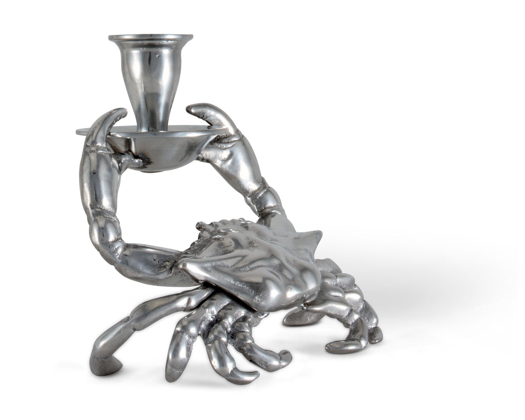 Arthur Court Aluminum Metal Crab Candle Holders / Candlestick  - Perfect for outdoor table or Ocean / sea décor Quality Durable Silver Metal 5.5" Tall