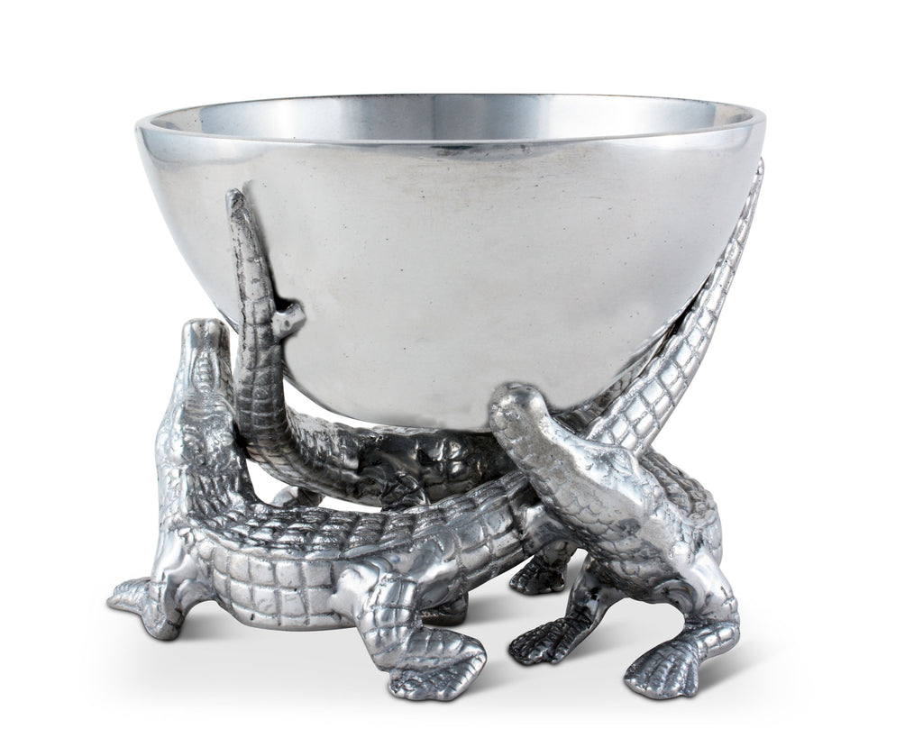Arthur Court Designs Aluminum Elevated Alligator Dip / Sauce / Nut Bowl 5.5" Diameter