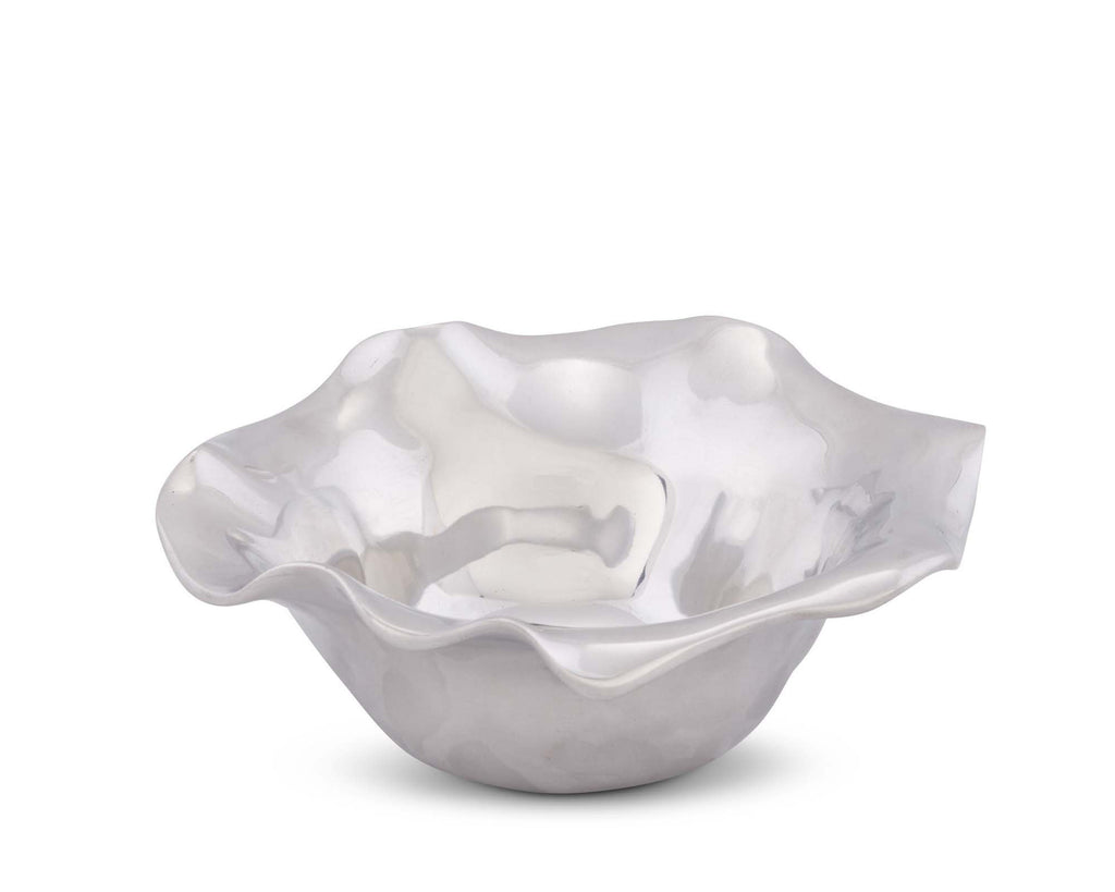 Arthur Court Carmel Pattern Aluminum Dip / Candy / Snack / Serving Bowl - Carmel Pattern Modern Free Form 8" Diameter 2" Tall