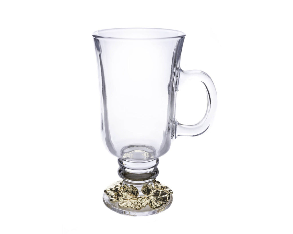 Arthur Court Designs Grape Gold plated Accent Glass Tea / Coffee / Wine Glass Mugs 6" tall 12 ounces