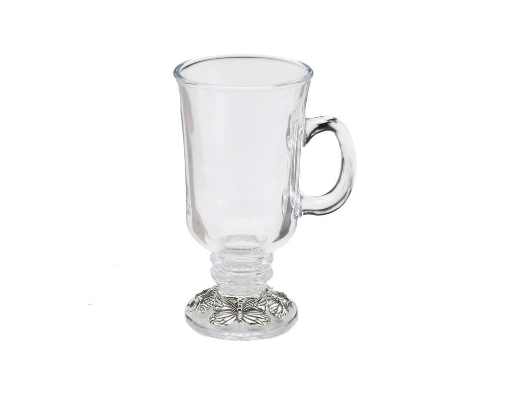 Arthur Court Designs Glass Beverage Tea Coffee Mugs with Aluminum Butterfly Ring