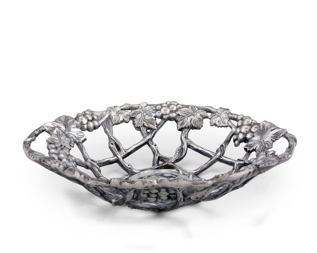 Arthur Court  Grape Pattern Fruit / Centerpiece Metal Basket - Cast Aluminum