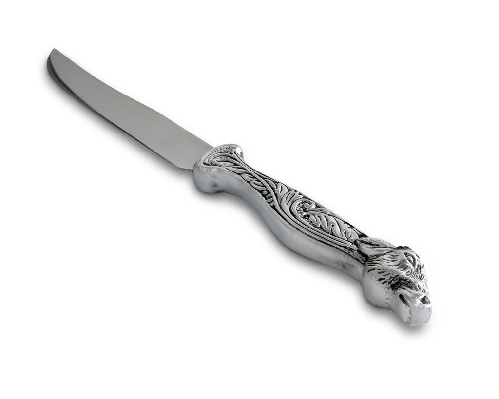 Arthur Court Carving Knife Western Patten Cast Aluminum Hand with Stainless Steel Blade - 12 3/4"