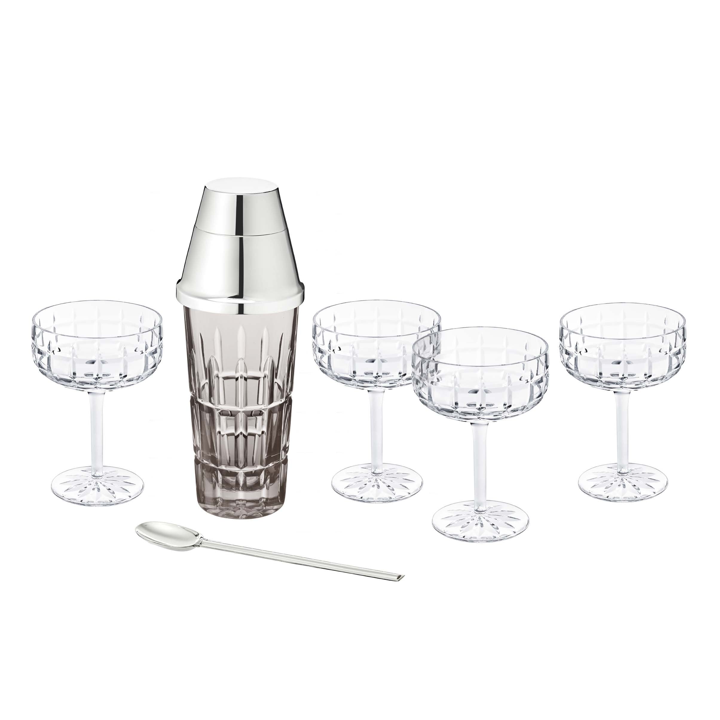 St Louis Crystal Manhattan Coffret Home Speakeasy Shaker Fl + 4 Coupes –  Biggs Ltd