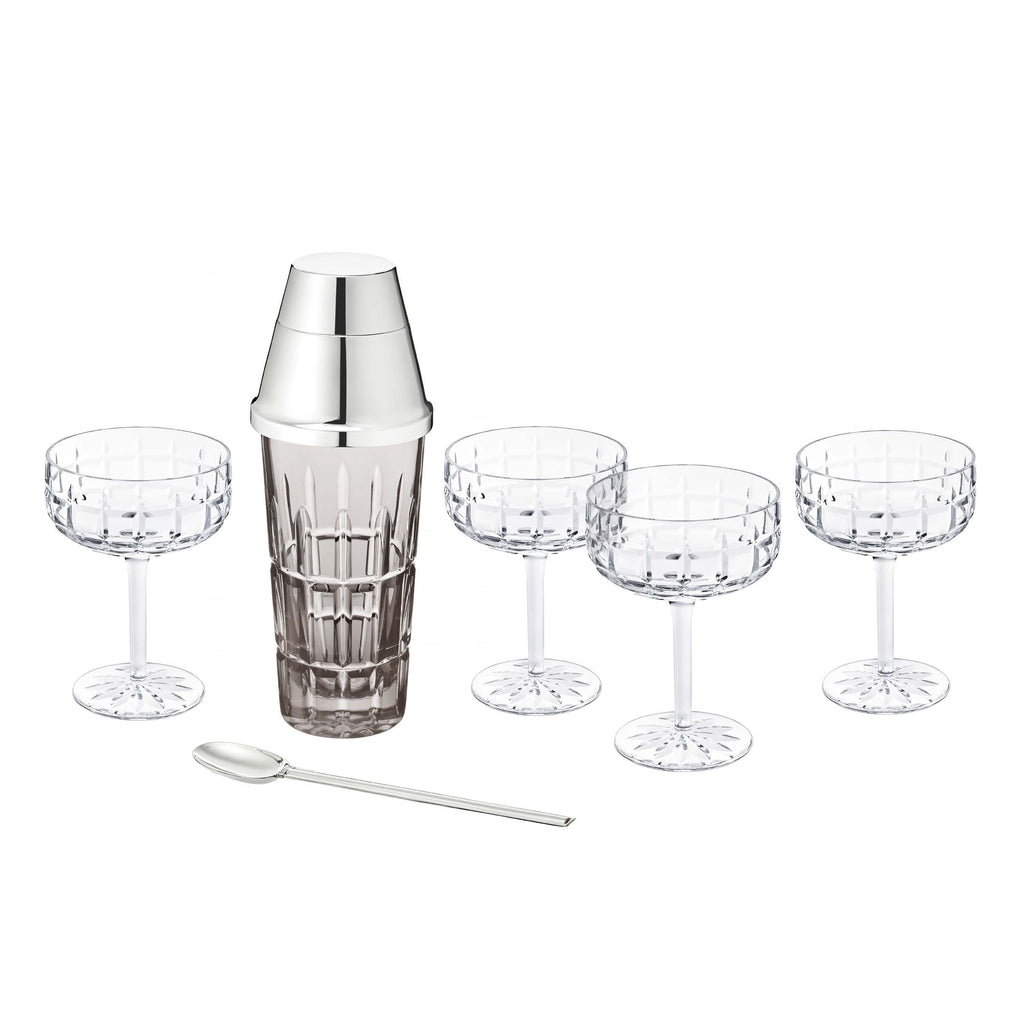 St Louis Crystal Manhattan Coffret Home Speakeasy Shaker Fl + 4 Coupes