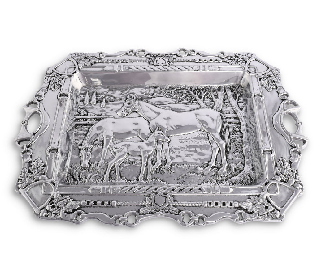 Arthur Court Grazing Horses Parlor Tray Equstrain Display Statement
