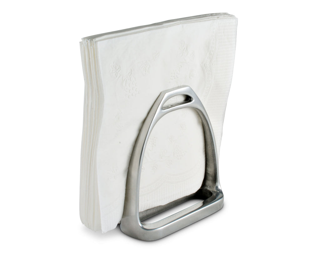 Arthur Court Horse Stirrup Equestrian Paper Napkin Holder for Kitchen Countertops, Dinner Tables, Picnic Tables - Outdoor Use,  Organization for Multiple Sizes - Durable Metal - 5" H x 35" W x 4.5 L