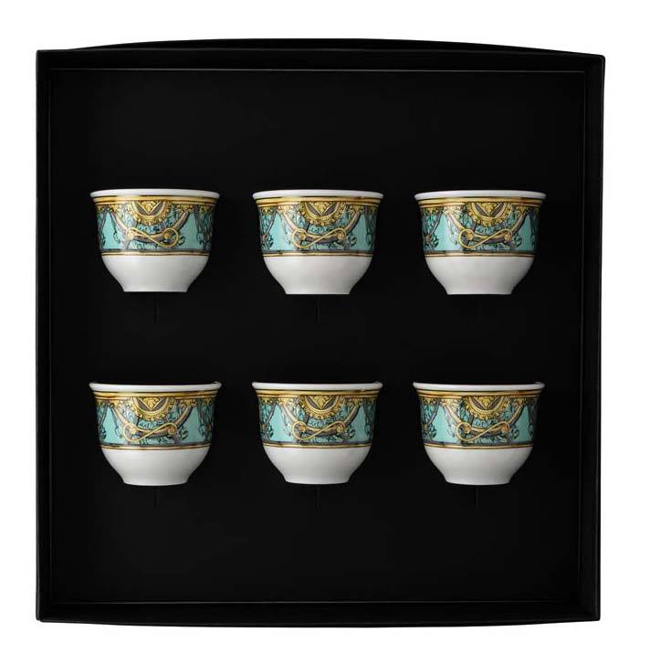 Versace La Scala Del Palazzo Verde Set Of 6 Mugs Small No Handle 14413-403664-28403